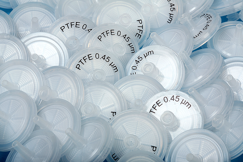 filtro para jeringa con membrana politetrafluoroetileno PTFE