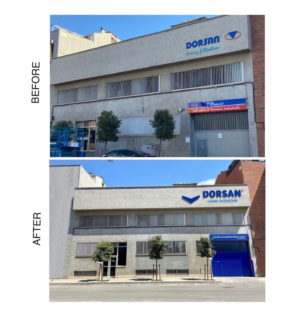 New Dorsan logo sign on the façade